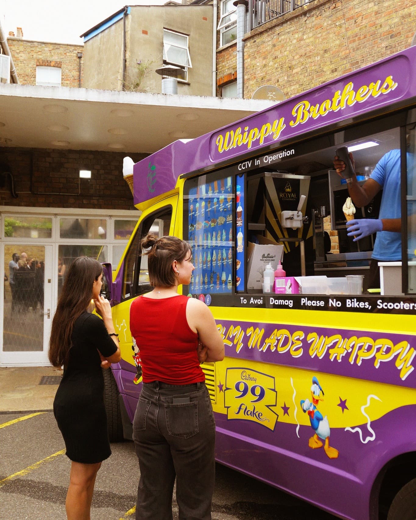 selling ice cream to customers